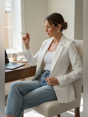 WHBM Signature White Blazer Tailored Structured Size 0